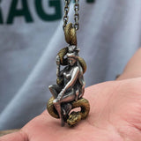 Guochao Jewelry Distressed Femme Beauty Silver Necklace