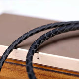 Guochao Retro Leather Rope Necklace Peace Pattern Chain Head Accessory