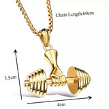 Men Dumbbell Pendant Fitness Sports Sweater Necklace