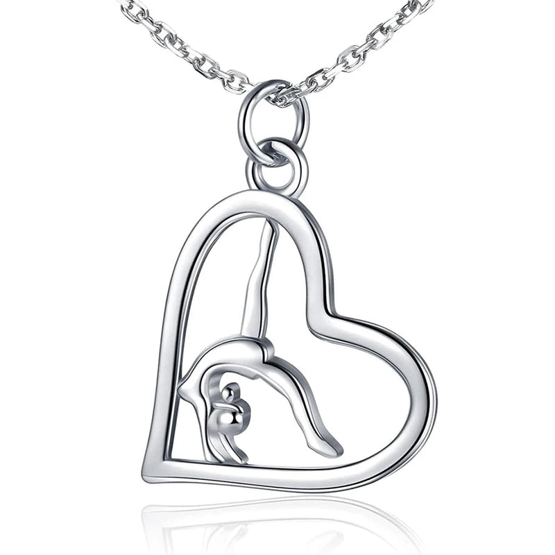 925 Silver Gymnast Necklace - Team Gymnastics Pendant