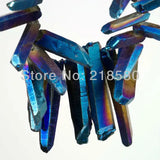 Titanium Quartz Sticks Crystal Points Briolettes Beads 16in Strand