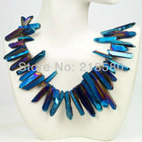 Titanium Quartz Sticks Crystal Points Briolettes Beads 16in Strand