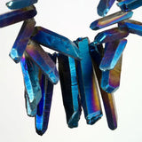 Titanium Quartz Sticks Crystal Points Briolettes Beads 16in Strand