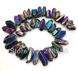 Titanium Rainbow Quartz Sticks Crystal Points Briolettes 16 inch Strand