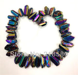 Titanium Rainbow Quartz Sticks Crystal Points Briolettes 16 inch Strand