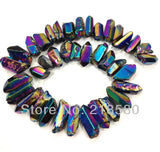 Titanium Rainbow Quartz Sticks Crystal Points Briolettes 16 inch Strand