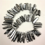 H-TB24 Titanium Silver Quartz Rough Point Briolettes 16 inch
