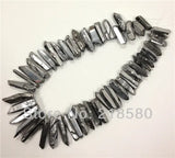 H-TB24 Titanium Silver Quartz Rough Point Briolettes 16 inch
