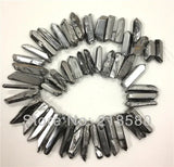 H-TB24 Titanium Silver Quartz Rough Point Briolettes 16 inch