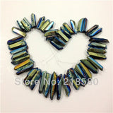Titanium Rainbow Green Quartz Crystal Points Briolettes Beads 16" Strand