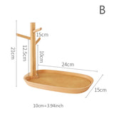Wooden Jewelry Organizer Tray Necklace Holder Rack Display
