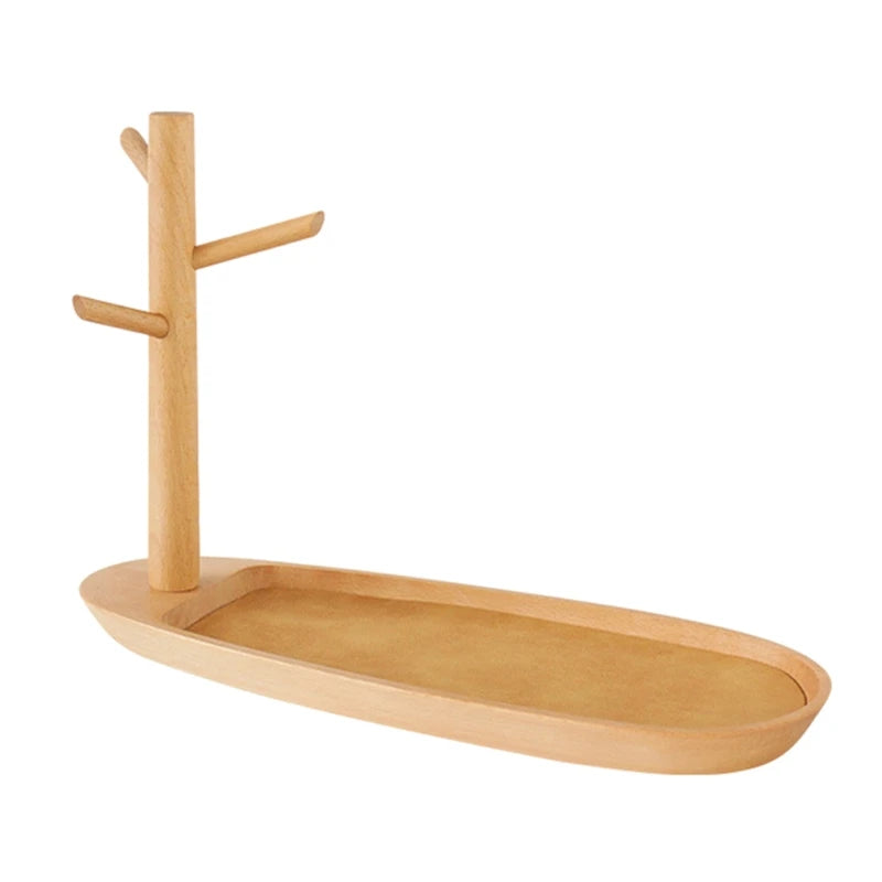 Wooden Jewelry Organizer Tray Necklace Holder Rack Display