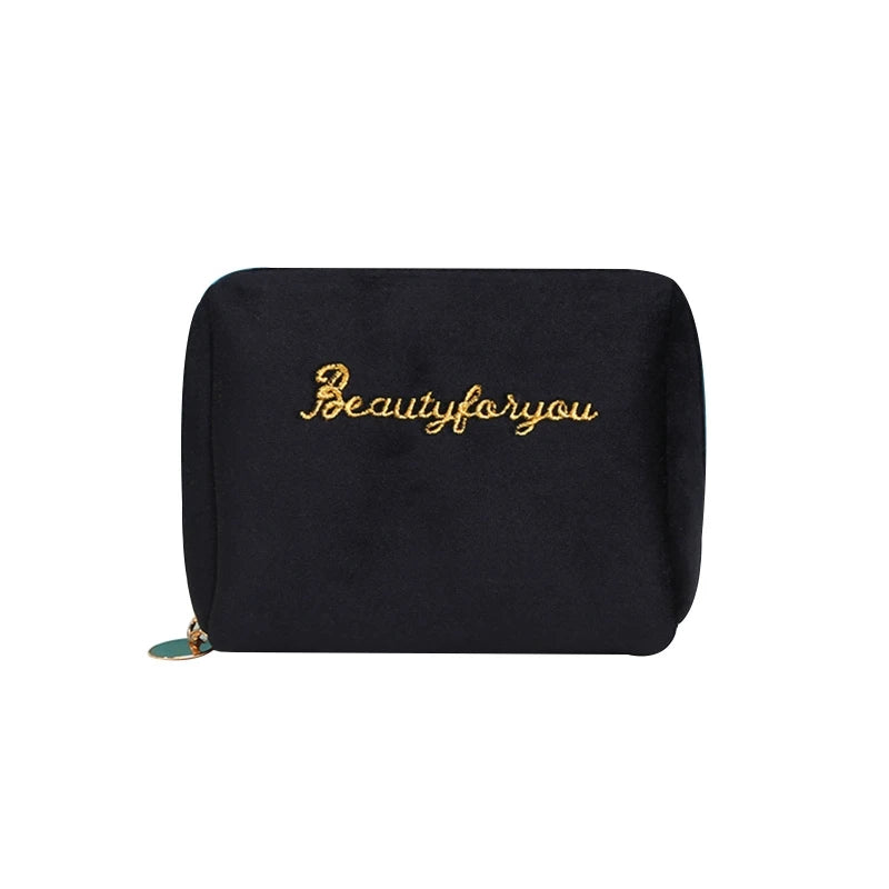 H9ED Velvet Travel Toiletry Bag for Women Men