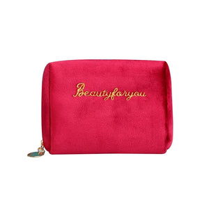 H9ED Velvet Travel Toiletry Bag for Women Men