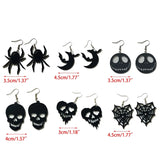 H9ED Retro Style Halloween Skull Spider Web Earrings