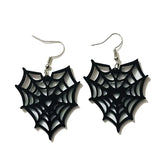 H9ED Retro Style Halloween Skull Spider Web Earrings