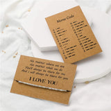 H9ED Round Spacer Beads Morse Code Decoding Card Rope Set