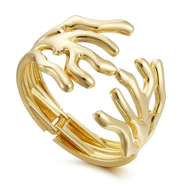 Metal Coral Bangle Plating Chunky Statement Cuff Bracelet