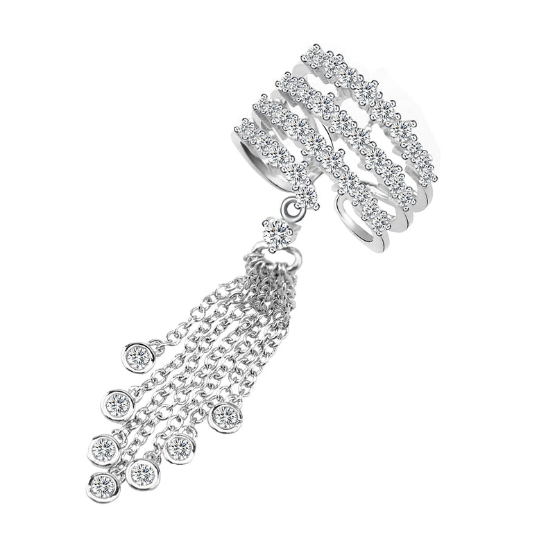 Tassel Rings For Women Inlay Cubic Zirconia Adjustable Crown Ring