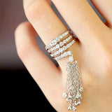Tassel Rings For Women Inlay Cubic Zirconia Adjustable Crown Ring