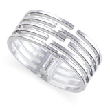 Polished Silver Plated Love Bangle Bracelet for Women Girls