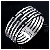 Polished Silver Plated Love Bangle Bracelet for Women Girls