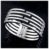 Polished Silver Plated Love Bangle Bracelet for Women Girls