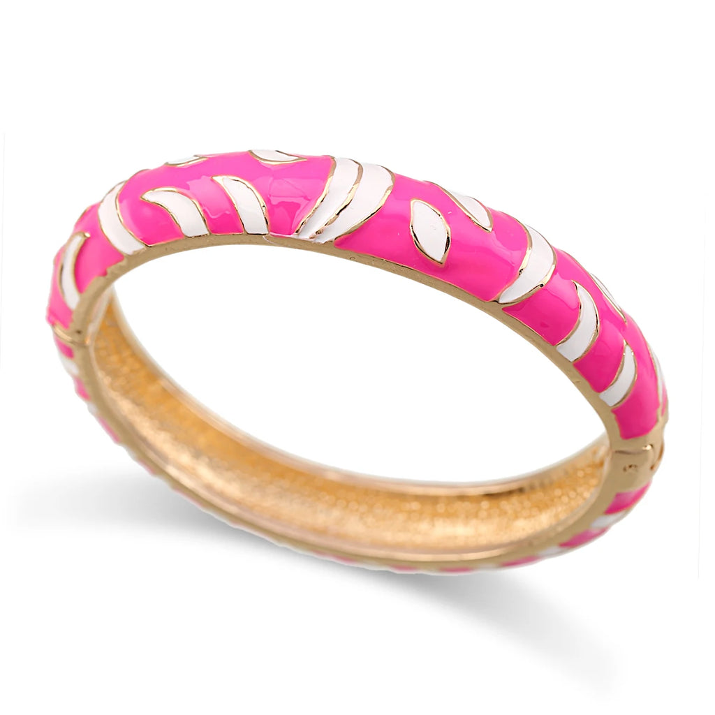 Double Colors Enamel Round Statement Bracelet for Women Girls Bangle
