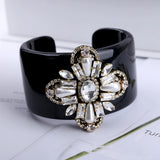 Crystal Flower Resin Bangle Cuff Bracelet Women Jewelry