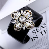 Crystal Flower Resin Bangle Cuff Bracelet Women Jewelry