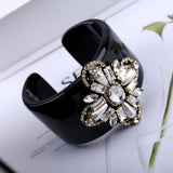 Crystal Flower Resin Bangle Cuff Bracelet Women Jewelry