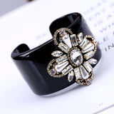 Crystal Flower Resin Bangle Cuff Bracelet Women Jewelry