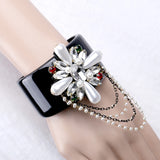 Crystal Flower Resin Bangle Cuff Bracelet Statement Jewelry