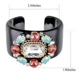 Resin Bangle Cuff Bracelet Crystal Beaded Flower Statement Women Jewelry