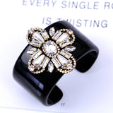Crystal Flower Resin Bangle Cuff Bracelet Women Jewelry