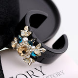 Resin Bangle Cuff Bracelet Crystal Beaded Flower Statement Jewelry