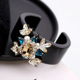 Resin Bangle Cuff Bracelet Crystal Beaded Flower Statement Jewelry