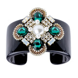 Crystal Flower Resin Cuff Bracelet for Women