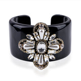 Crystal Flower Resin Bangle Cuff Bracelet Women Jewelry