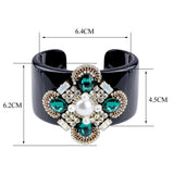 Crystal Flower Resin Cuff Bracelet for Women