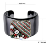 Crystal Beaded Square Resin Bangle Cuff Bracelet Women Jewelry