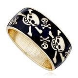 Chunky Enamel Skull Bangle Cuff Bracelet for Women Girls