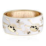 Chunky Enamel Skull Bangle Cuff Bracelet for Women Girls