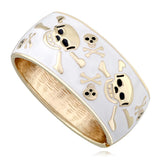 Chunky Enamel Skull Bangle Cuff Bracelet for Women Girls