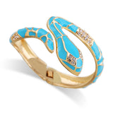 Enamel Snake Bangle Cuff Bracelet Plated Rhinestones Crystal