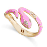 Enamel Snake Bangle Cuff Bracelet Plated Rhinestones Crystal