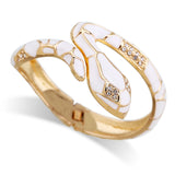 Enamel Snake Bangle Cuff Bracelet Plated Rhinestones Crystal