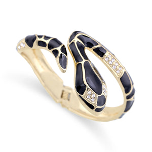 Enamel Snake Bangle Cuff Bracelet Plated Rhinestones Crystal