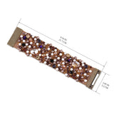 Inlaid Crystals Leather Bracelet Cuff Bangle for Girls
