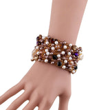 Inlaid Crystals Leather Bracelet Cuff Bangle for Girls